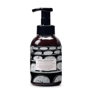 Michel Design Foaming Soap in Bourbon and Amber, featuring a rich blend of warm amber, smooth bourbon, and a hint of vanilla. Perfect for gently cleansing your hands while leaving behind a luxurious, long-lasting fragrance.