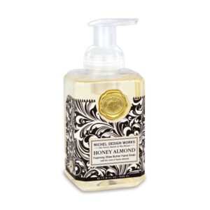 Michel Design Foaming Soap in Honey & Almond, offering a sweet and soothing blend of honey, almond, and a touch of vanilla. Ideal for gently cleansing your hands while leaving behind a warm, comforting fragrance.