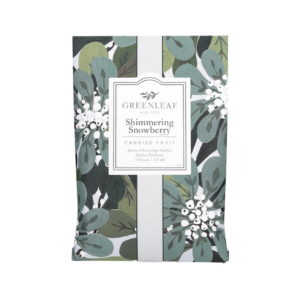 Greenleaf Sachet in Shimmering Snowberry, offering a refreshing blend of winter berries and frosty citrus. Perfect for filling any space with a crisp, invigorating fragrance and a touch of seasonal cheer.