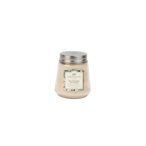 Greenleaf Petite Candle in Shimmering Snowberry, featuring a delightful blend of winter berries and fresh citrus. Perfect for creating a cozy, festive atmosphere with a long-lasting, invigorating scent during the holiday season.