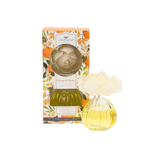 Greenleaf Flower Diffuser in Orange & Honey, featuring a refreshing blend of sweet honey and zesty orange. Perfect for adding a warm, uplifting fragrance to your space with an elegant, long-lasting scent.