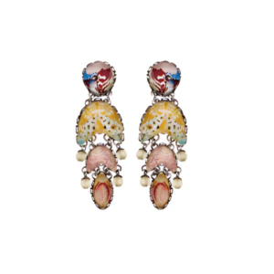 Beautiful Ayala Bar Earrings in Sunflower Limoncello design, showcasing intricate detailing with vibrant yellow and gold tones. A perfect statement piece to brighten up any look with a touch of elegance.