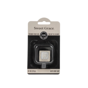 Bridgewater Car Fragrance in Sweet Grace, offering a luxurious blend of sparkling fruits, florals, and warm vanilla. Keep your car smelling fresh and inviting with this long-lasting, delightful scent.