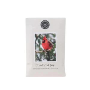 Bridgewater Sachet in Comfort and Joy, featuring a warm, uplifting blend of festive spices, sweet vanilla, and cozy holiday aromas. Perfect for adding a touch of seasonal cheer and lasting fragrance to any space