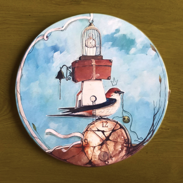 Mariaan Kotzee Bird with Clock Artwork - Image 2