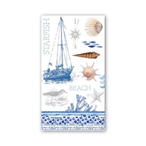 Elegant Michel Design Hostess Napkins featuring a serene coastal design, perfect for beach-themed decor, summer parties, and gifting. Luxurious, high-quality napkins for stylish entertaining." This text highlights the product's aesthetic appeal and functional benefits, appealing to both search engines and potential customers.