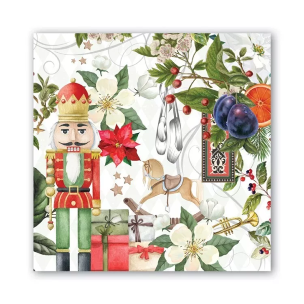 Michel Design Luncheon Napkins Nutcracker Suite | Elegant holiday tableware featuring Nutcracker illustrations