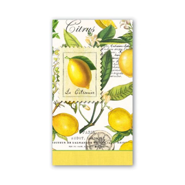 Michel Design Hostess Napkins Lemon Basil | Refreshing lemon and basil floral design perfect for brightening summer tables and celebrations