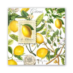 Michel Design Luncheon Napkins Lemon Basil | Fresh lemon and basil design perfect for vibrant table settings and summer events