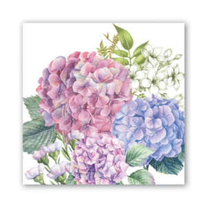 Michel Design Luncheon Napkins Wild Hydrangea | Beautiful hydrangea floral design perfect for elegant dining and seasonal celebrations